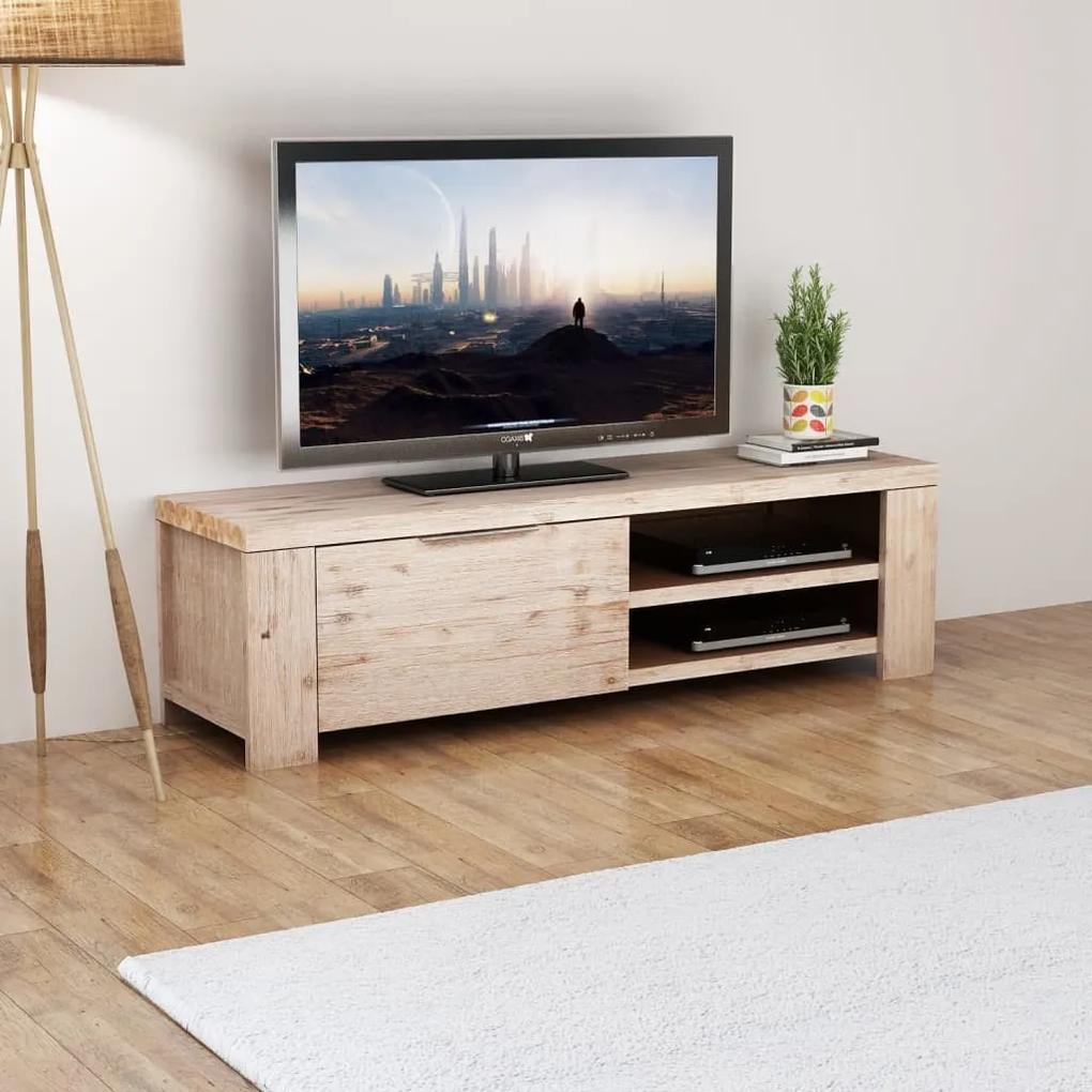 Móvel de TV em madeira de acácia escovada 140x38x40 cm