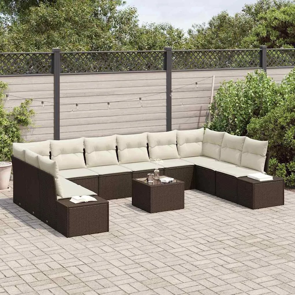 Sofá de Jardim Modular com 10 Peças e Almofadas de Rattan Sintético Ci