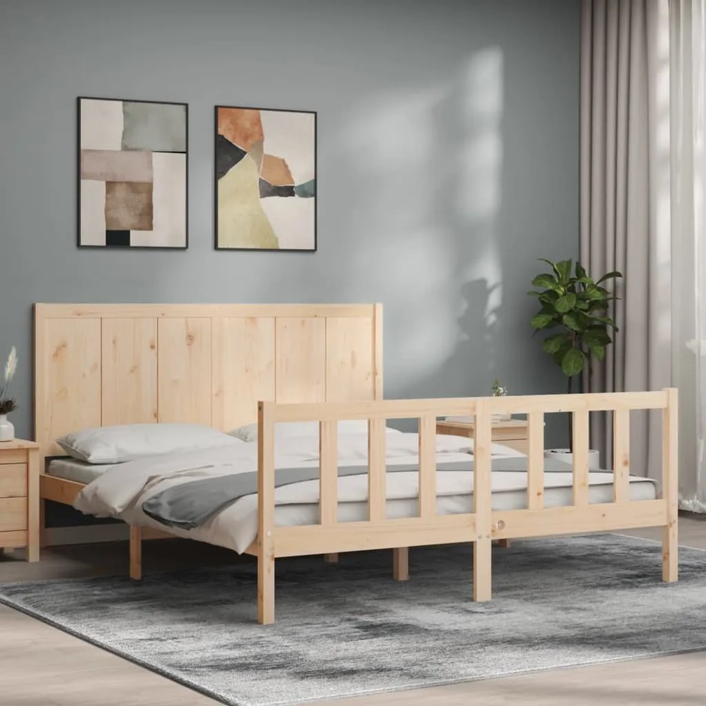 Cama sem colchão 160x200 cm madeira de pinho maciça