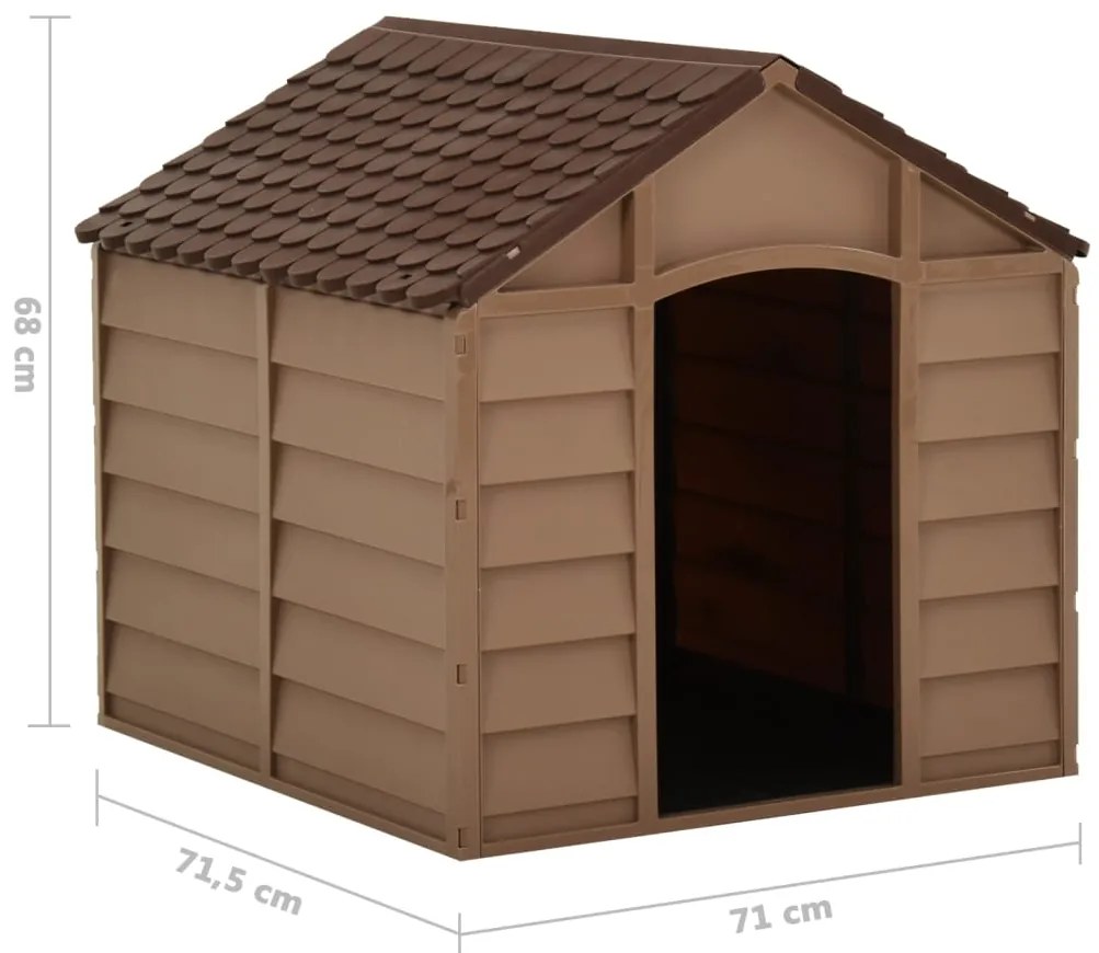 Casota para cão 71x71,5x68 cm castanho PP