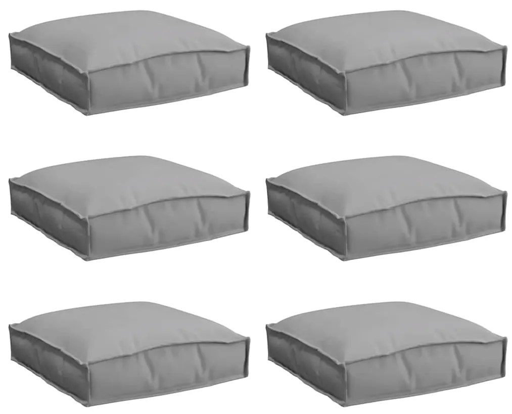 Almofadas de palete para assento, 6 pcs, cinza, 40x40x8 cm, tecido Oxf