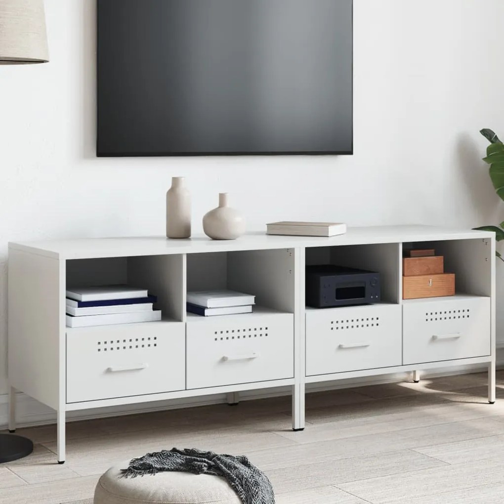Móveis de TV 2 pcs 68x39x50,5 cm aço branco