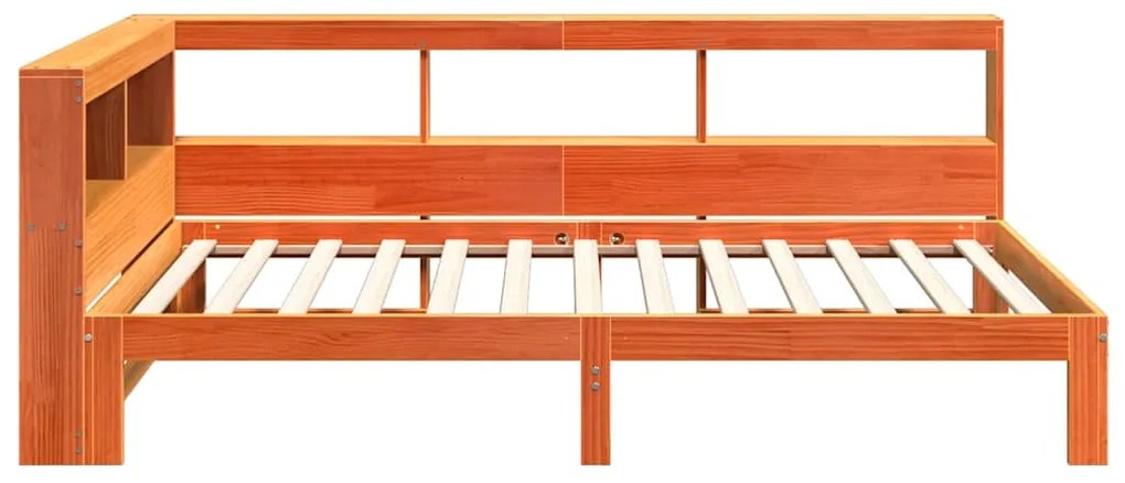 Cama c/ estante sem colchão 100x200cm pinho maciço castanho-mel