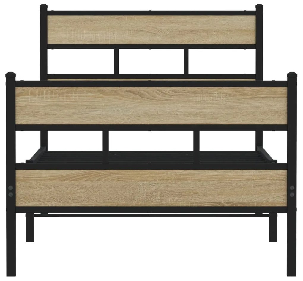 Estrutura de cama sem colchão 90x200 cm metal carvalho sonoma