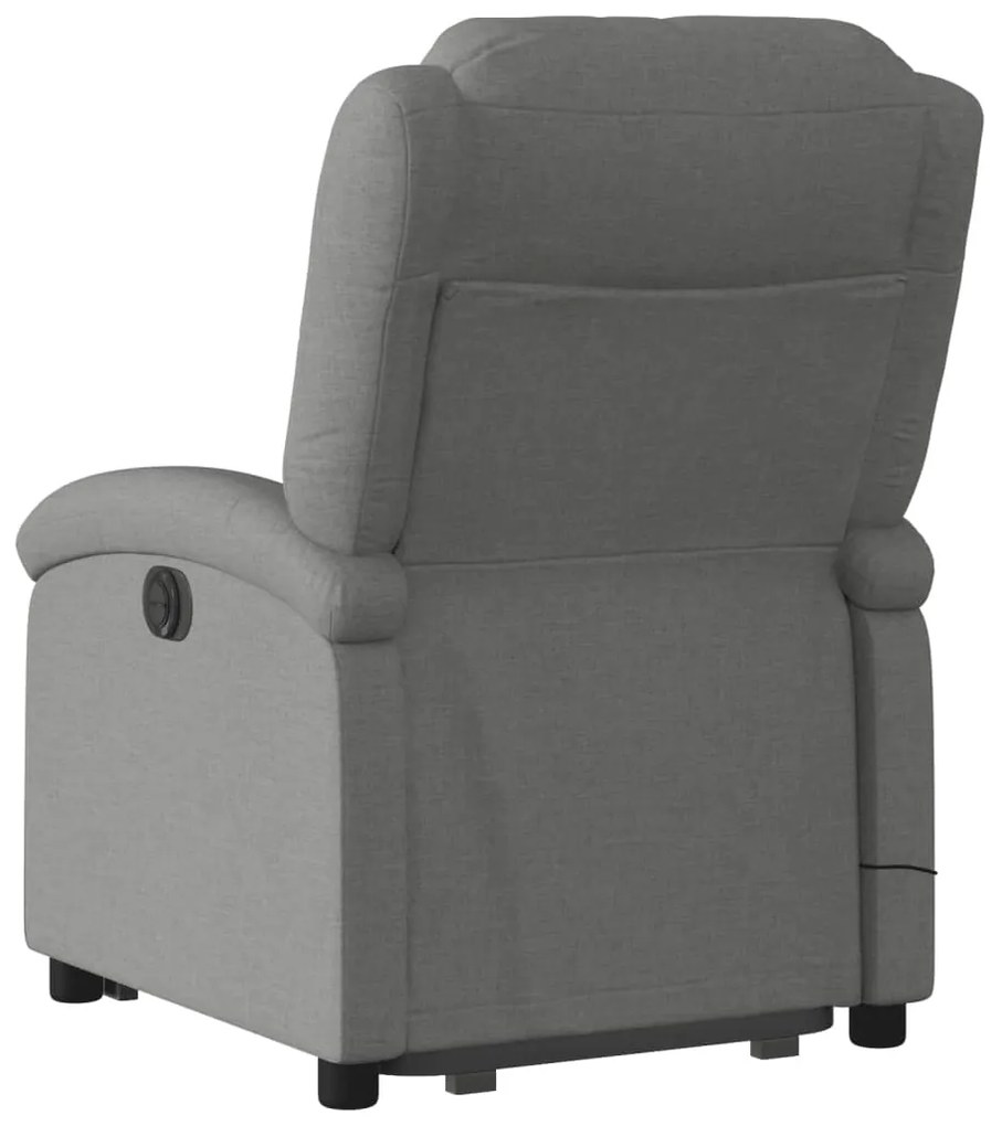 Poltrona elevatória de massagens tecido cinzento-escuro