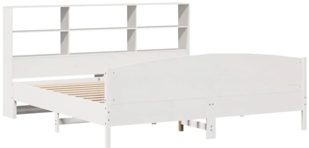 Cama com estante sem colchão 180x200 cm pinho maciço branco
