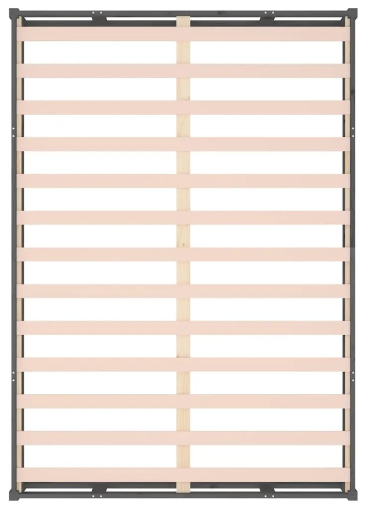 Estrutura de cama casal 135x190 cm madeira maciça cinzento