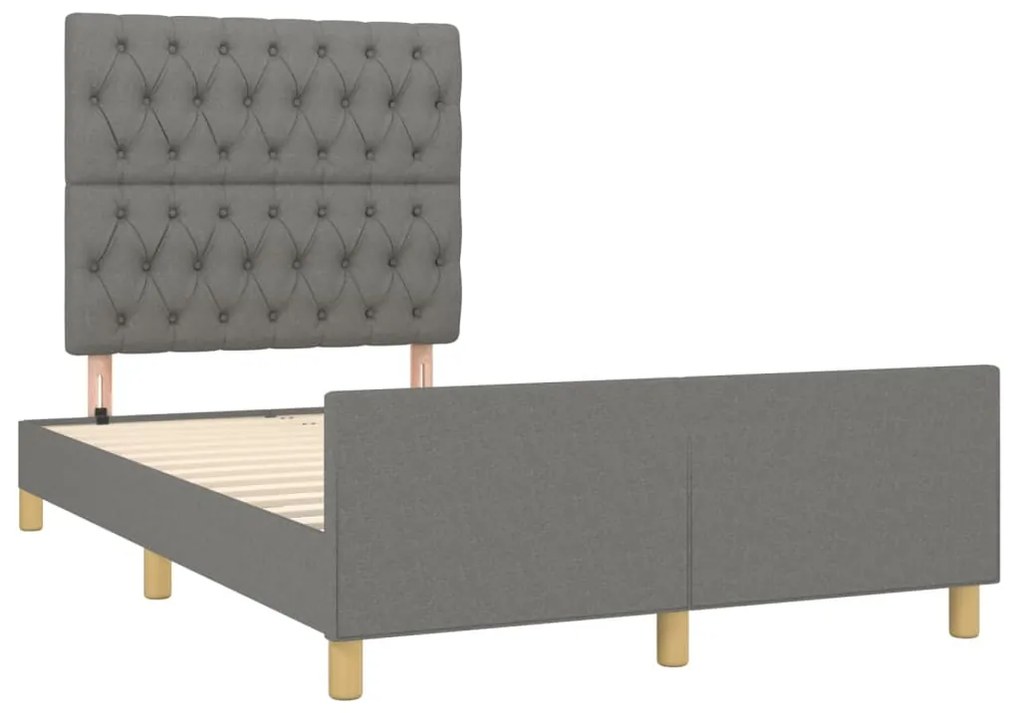 Estrutura de cama sem colchão 120x200 cm tecido cinzento-escuro