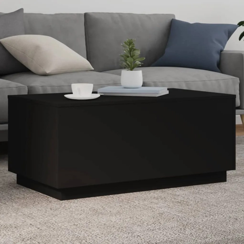 Mesa de centro com luzes LED 90x50x40 cm preto