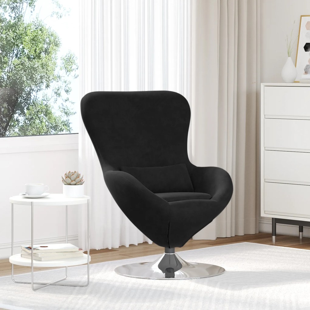 Poltrona Egg vidaXL Veludo Preto
