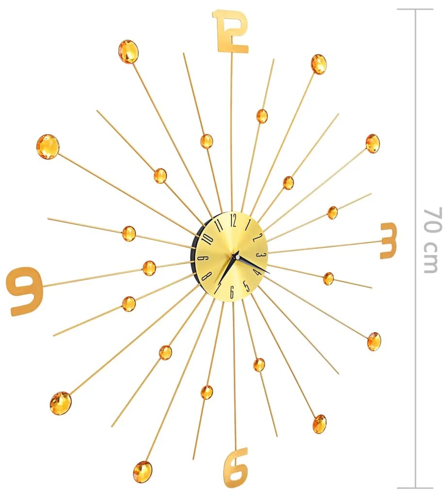 Relógio de parede metal 70 cm dourado