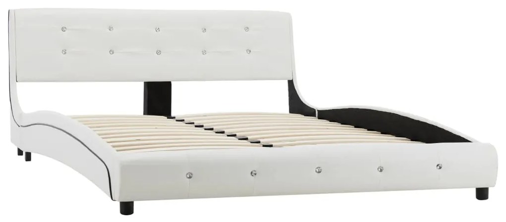 Cama + colchão espuma memória 140x200cm couro artificial branco