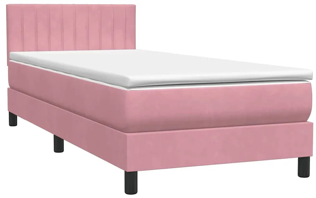 Cama com molas/colchão 100x220 cm veludo Rosa