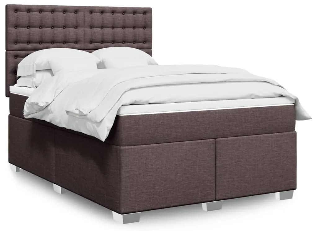 Cama com molas/colchão 140x200 cm tecido castanho-escuro