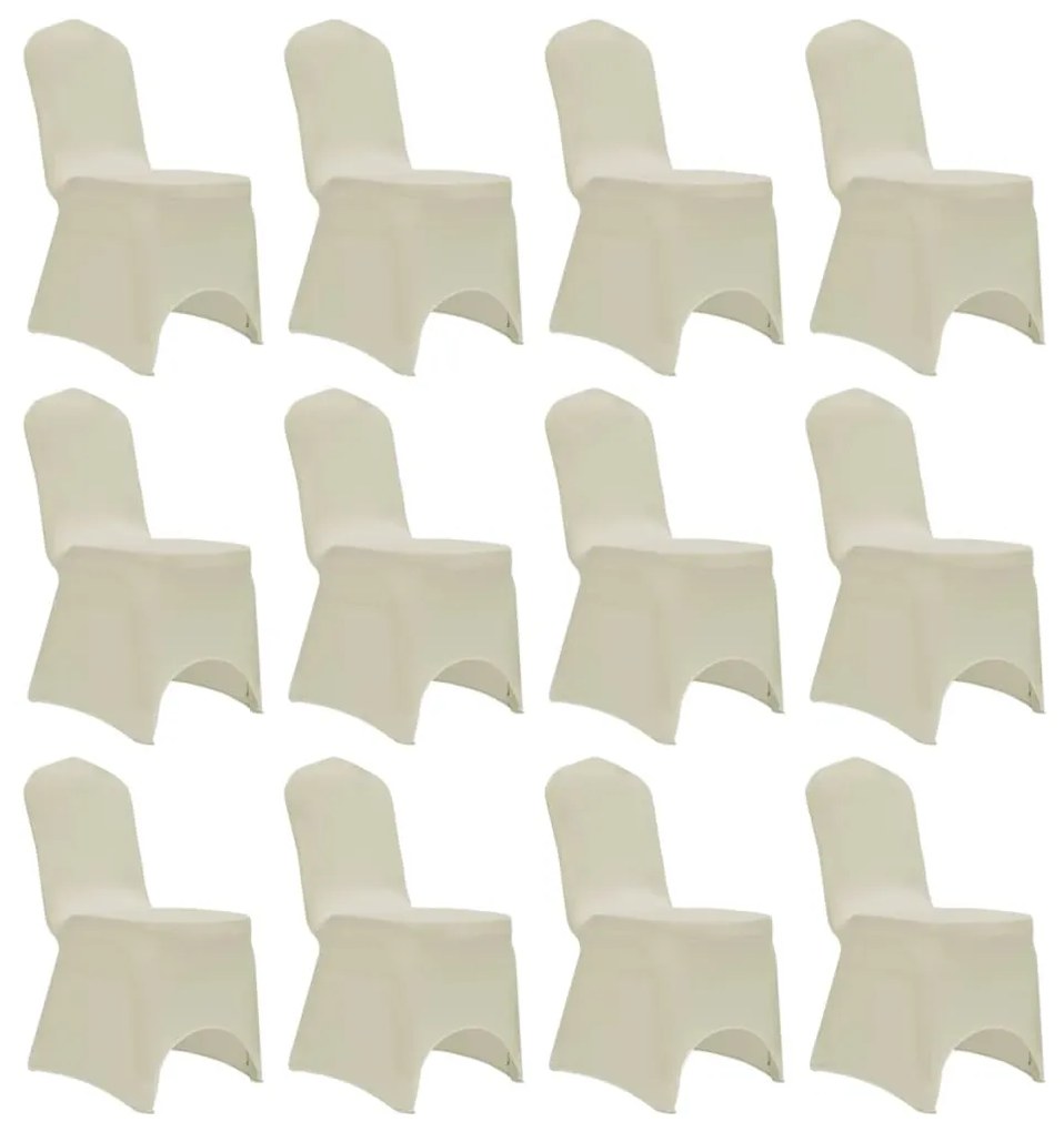 vidaXL Capa para cadeira elástica 12 pcs cor creme