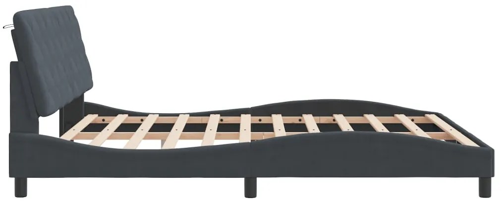 Estrutura de cama c/ luzes LED 180x200cm veludo cinzento-escuro