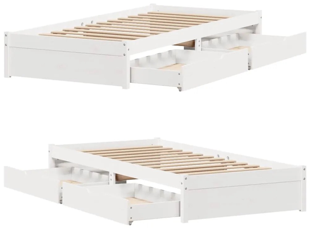 Cama sem colchão 100x200 cm madeira de pinho maciça branco