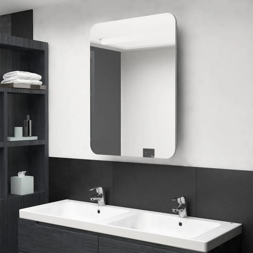 Armário espelhado casa de banho LED 60x11x80cm cinzento cimento