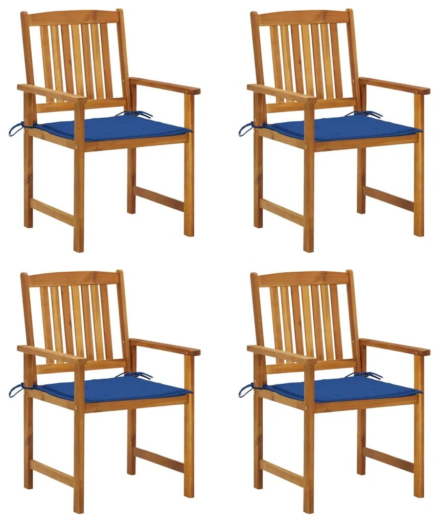 vidaXL Cadeiras de jardim c/ almofadões 4 pcs madeira de acácia maciça