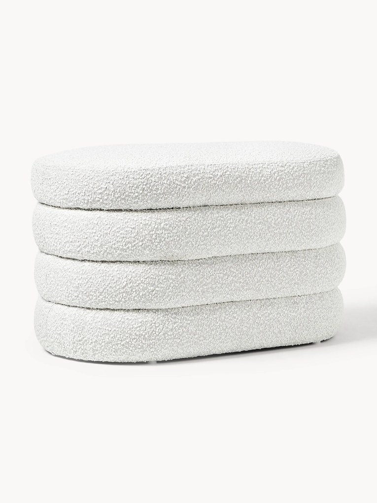 Banco estofado em bouclé pequeno com arrumação Alto