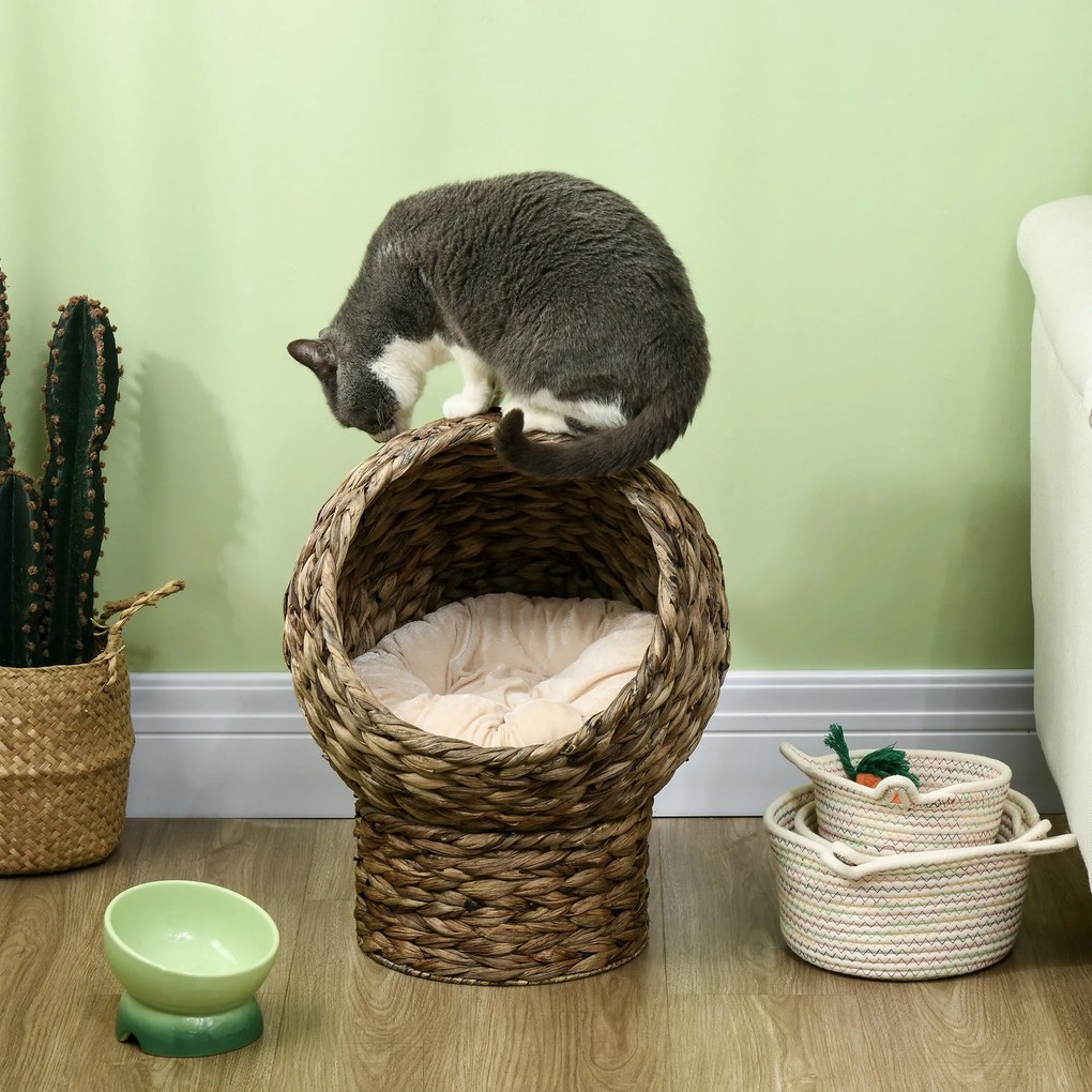 PawHut Cama para Gatos de Fibra Vegetal Caverna para Gatos Desmontável