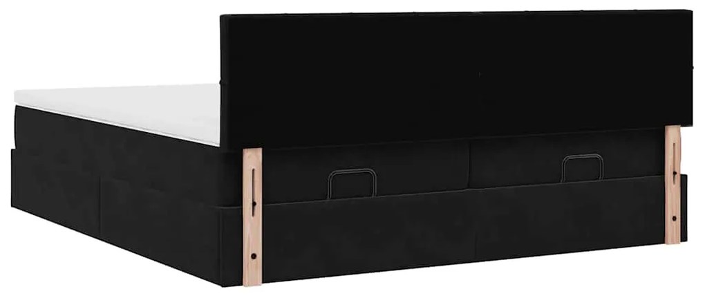 Estrutura de cama otomana com colchões 180x200cm veludo preto