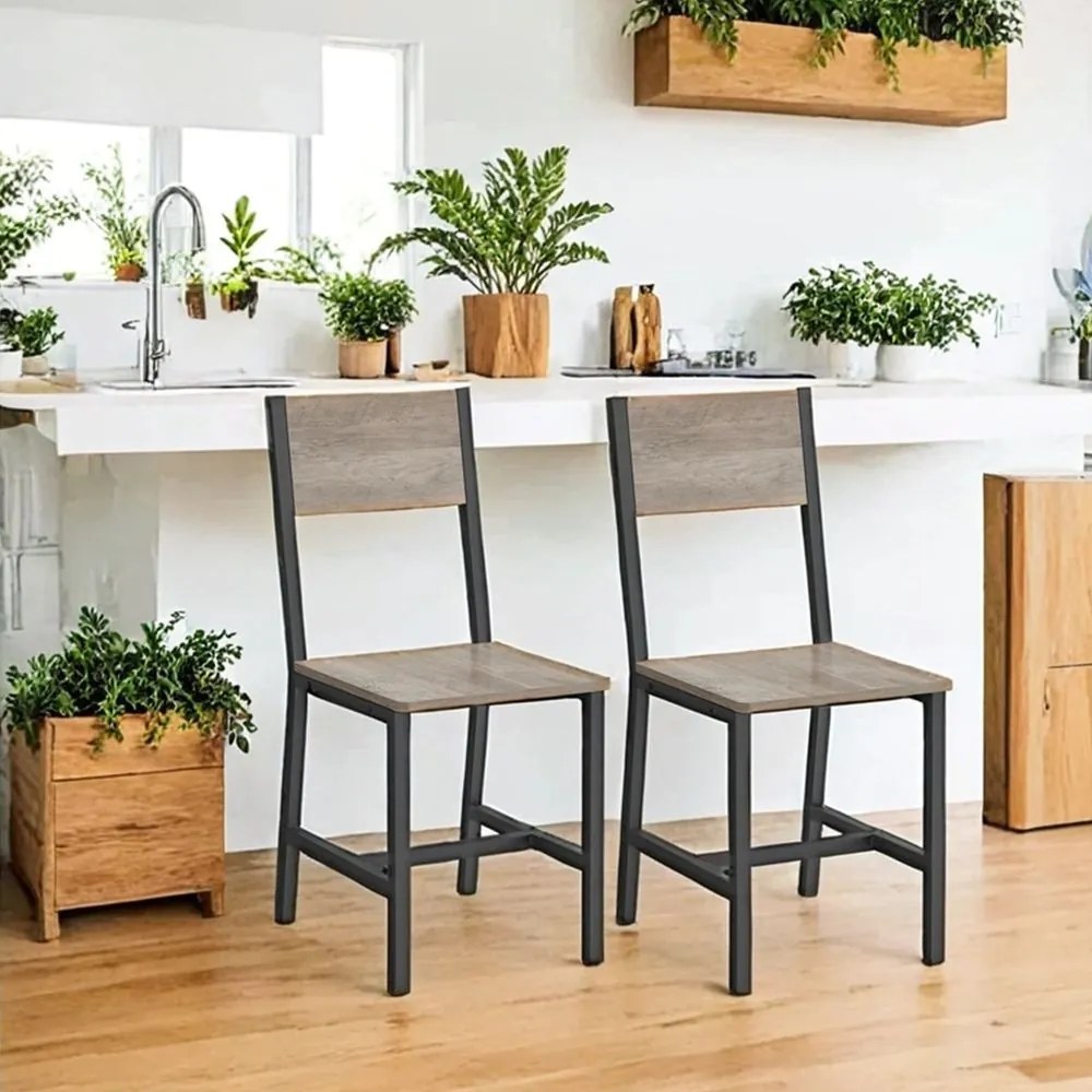 Conjunto de 2 cadeiras de sala de jantar Greige mesclado + cinza mate