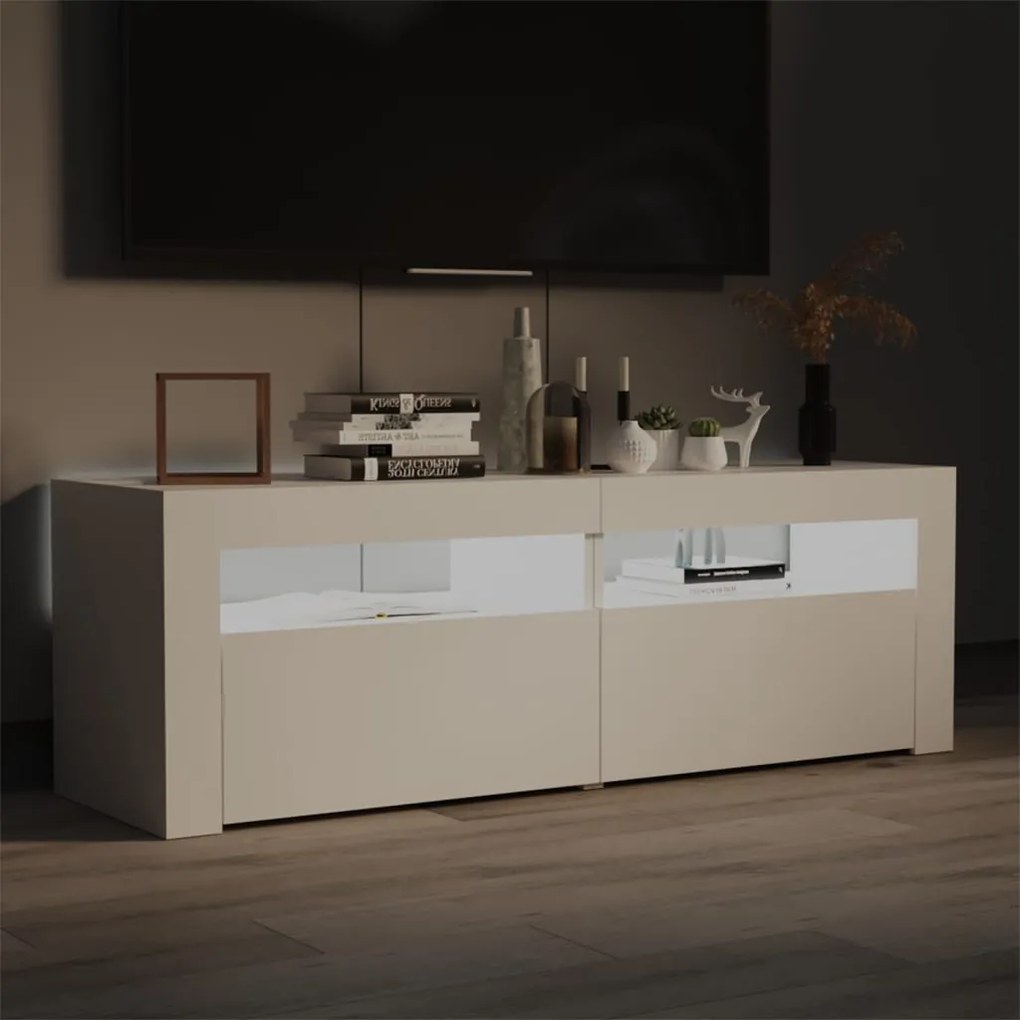 Móvel de TV com luzes LED 120x35x40 cm branco