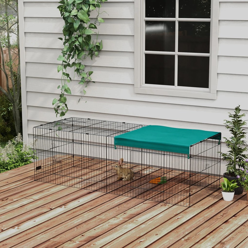 Recinto modular em aço com lona para coelhos, roedores e pequenos animais, para interior e exterior, 220 x 85 x 70 cm, verde