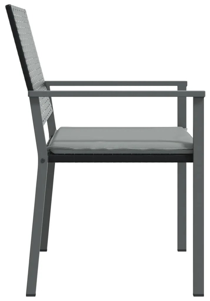 Cadeiras jardim c/ almofadões 6 pcs 54x62,5x89 cm vime PE preto