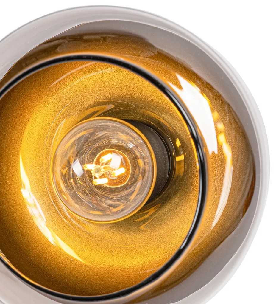 Foco de teto design preto com dourado e vidro fumê 2-luzes - Kyan Design