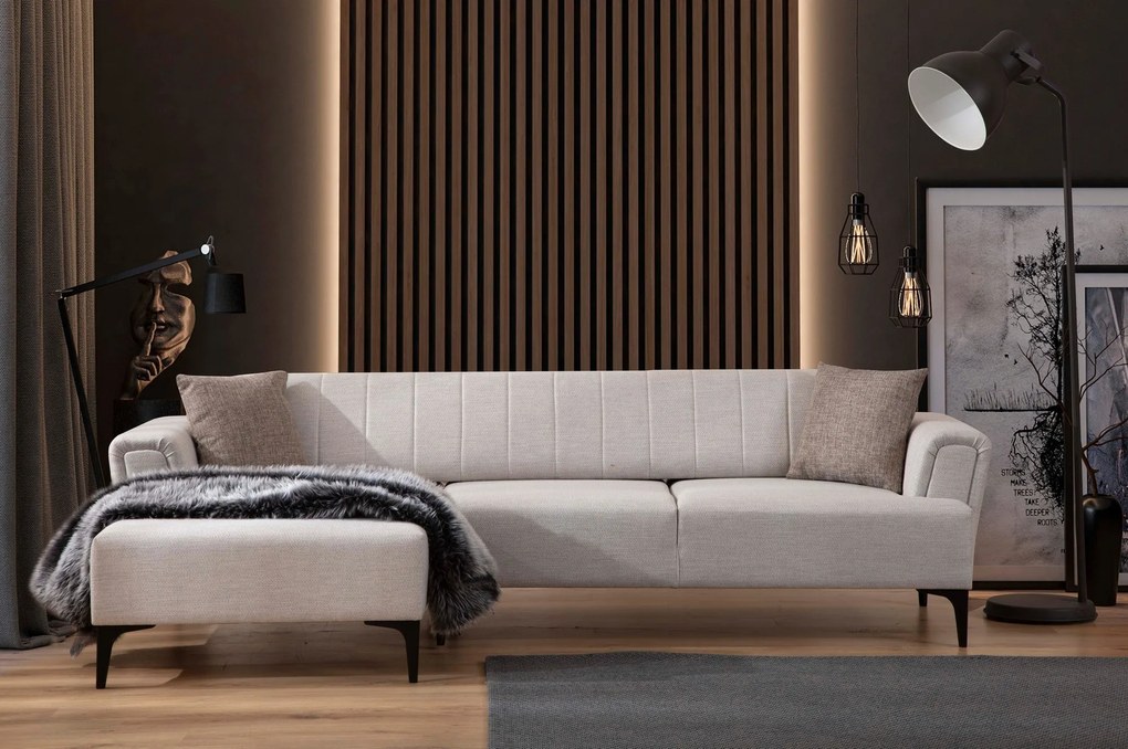 Sofá-cama de canto Hamlet – Ecru – 140x270 cm
