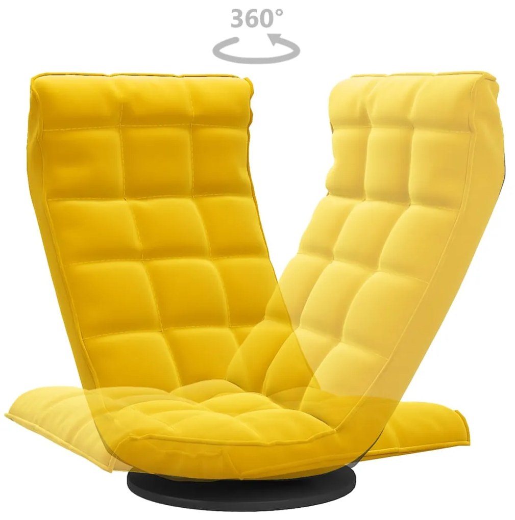 Cadeira de piso giratória veludo amarelo