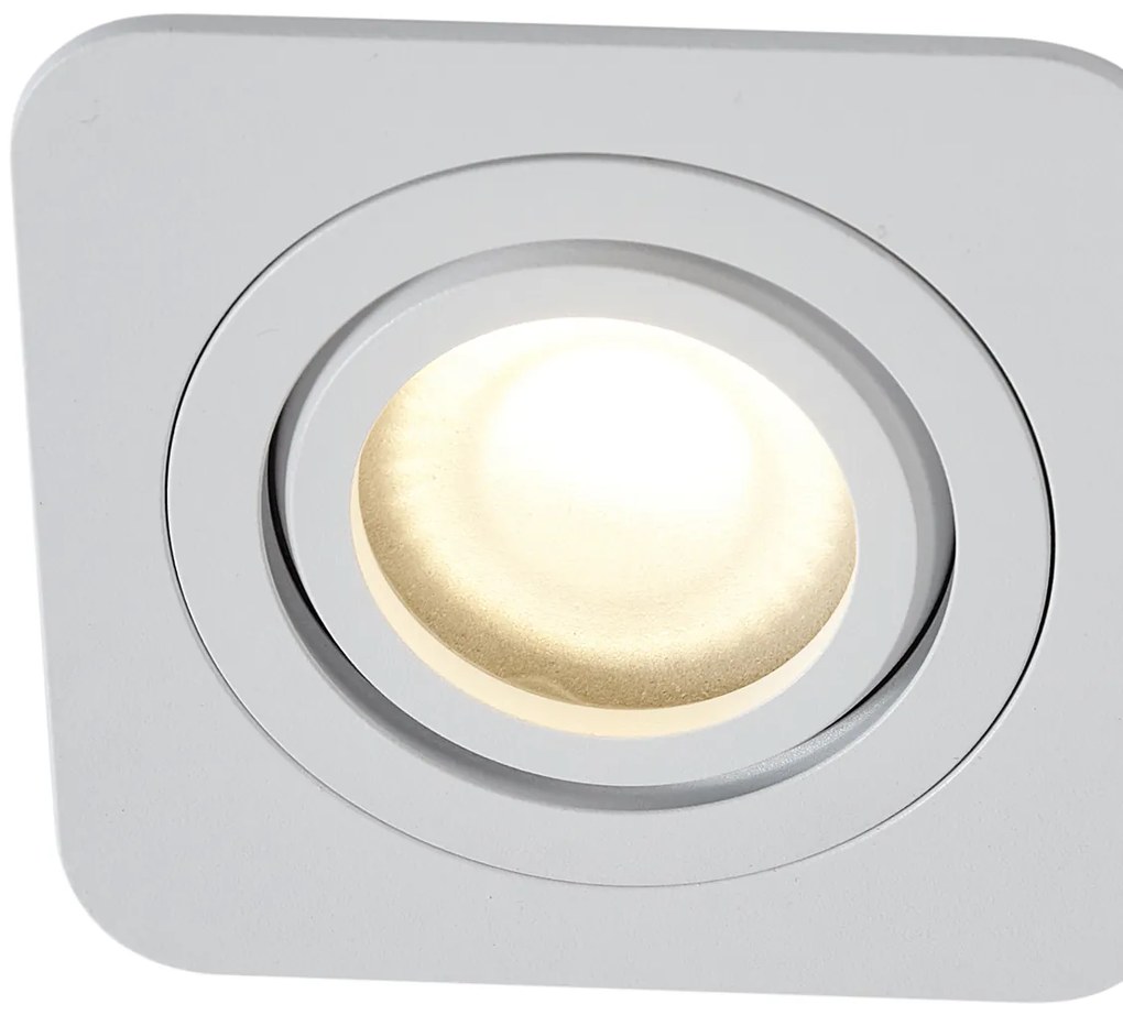 Conjunto de 6 focos embutidos redondos brancos GU10 50mm giratórios e inclináveis IP44 - Alberto Moderno