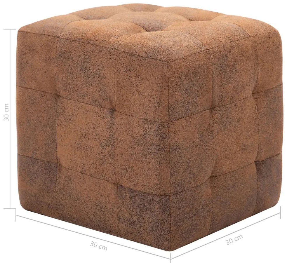 Mesas de cabeceira 2pcs 30x30x30 cm camurça artificial castanho