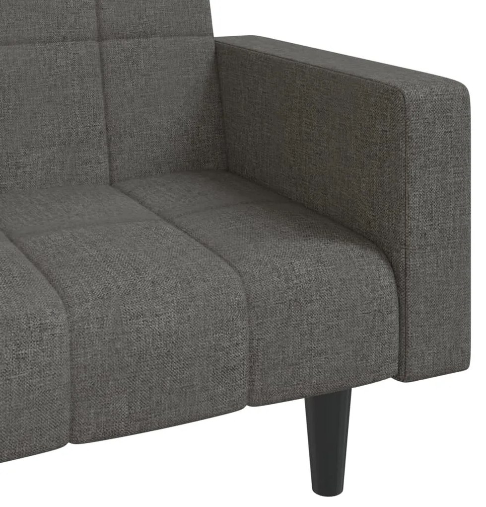 Sofá-cama 2 lugares com duas almofadas tecido cinzento-escuro