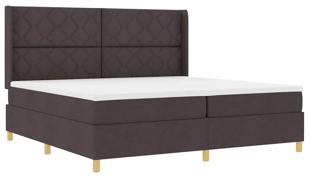 vidaXL Cama Box com colchão Marrom Escuro 200 x 200 cm tecido
