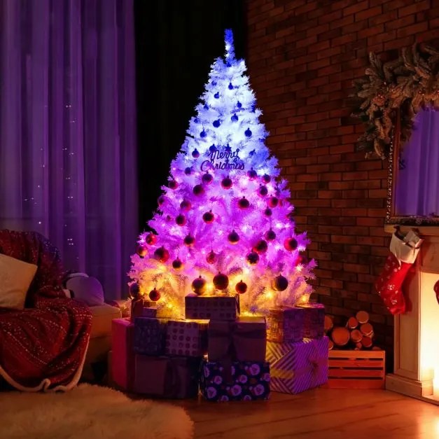 Árvore de Natal artificial pré-iluminada com 180 cm (DECORAÇÃO NÃO INCLUIDA), 280 luzes LED, 1000 pontas de ramos, 11 modos de iluminação e suporte me
