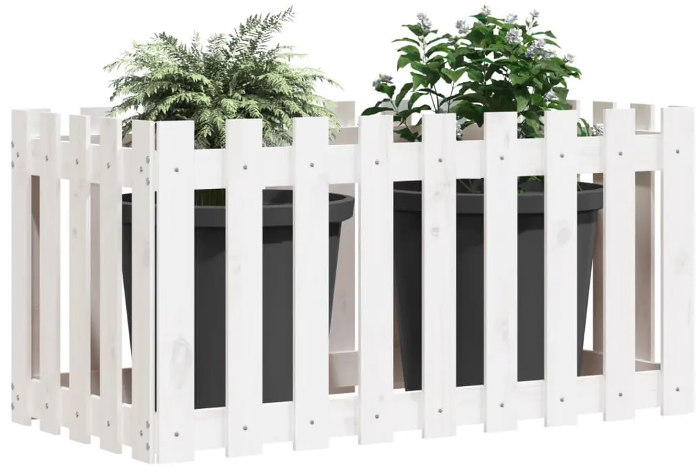 Canteiro elevado design cerca 100x50x50 cm pinho maciço branco