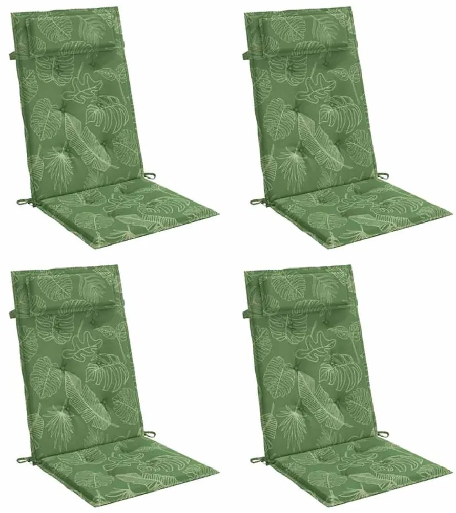 Almofadões p/ cadeira encosto alto 4 pcs tecido oxford folhas