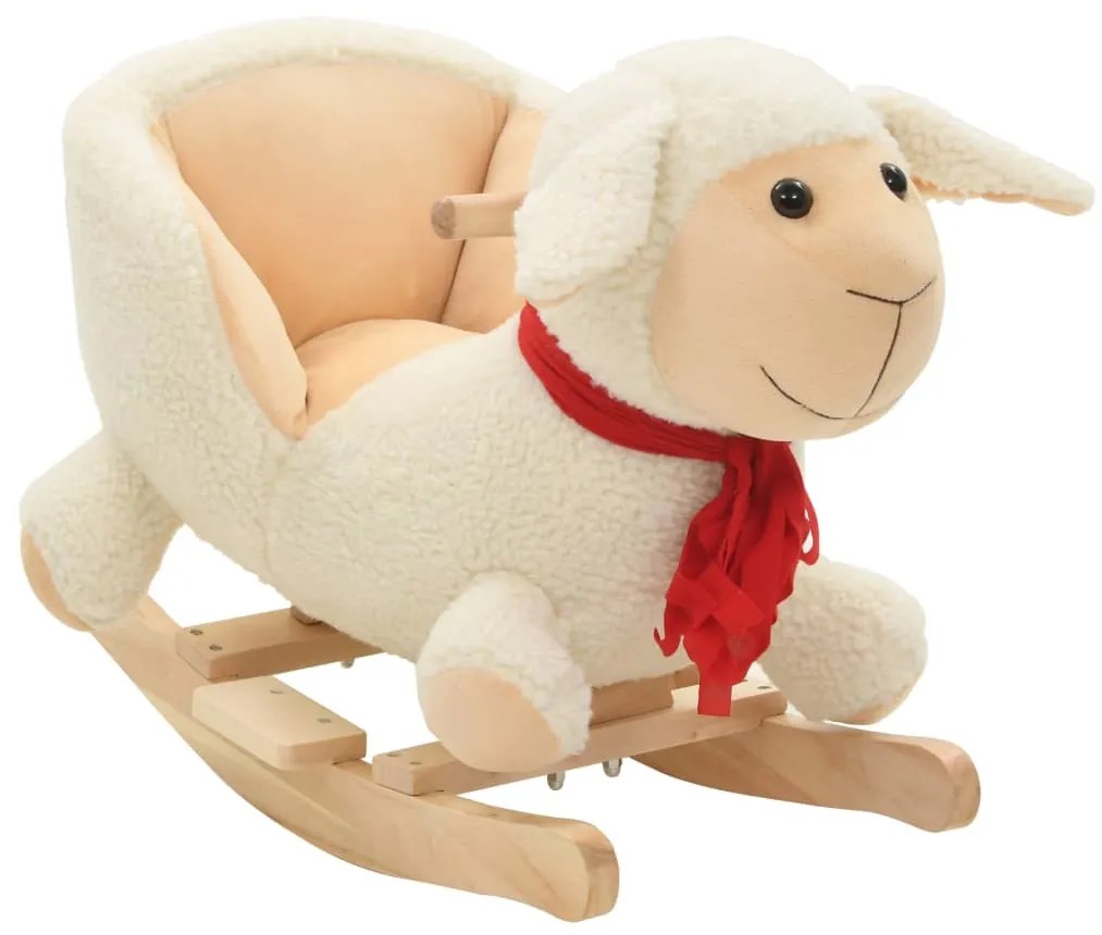 vidaXL Animal de baloiçar ovelha em pelúcia 60x32x50 cm branco