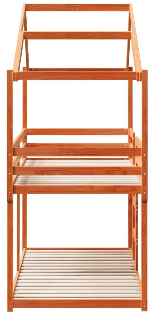Beliche com telhado 90x190 cm pinho maciço castanho-mel