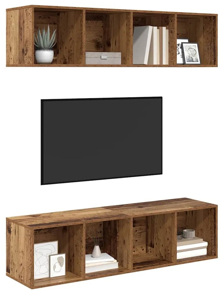 Conjunto de móvel de TV 2 pcs Madeira antiga 37 x 37 x 142.5 cm