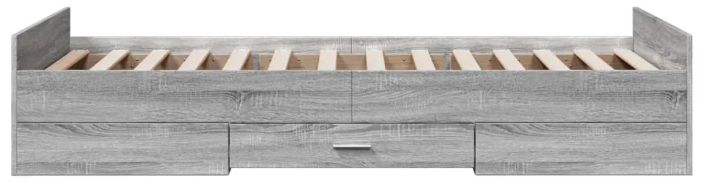 Estrutura de cama c/ gavetas derivados madeira cinza sonoma