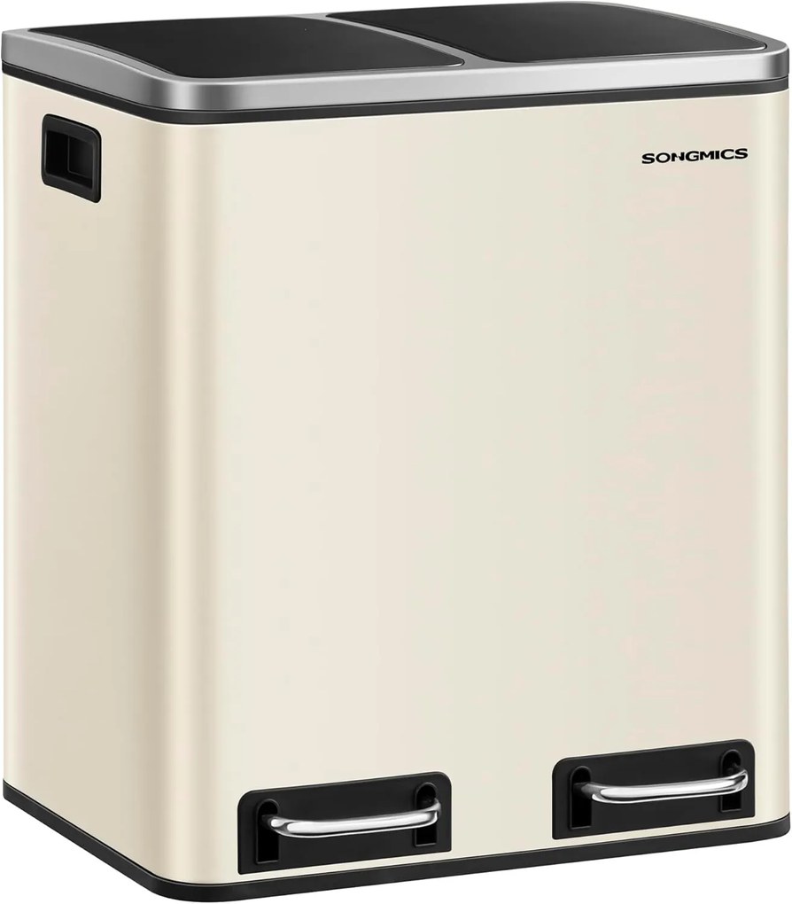 Lixeira de cozinha com dois compartimentos para reciclagem e lixo, com pedal | SONGMICS | 41.5 x 35.5 x 47.6 cm | LTB30A02.