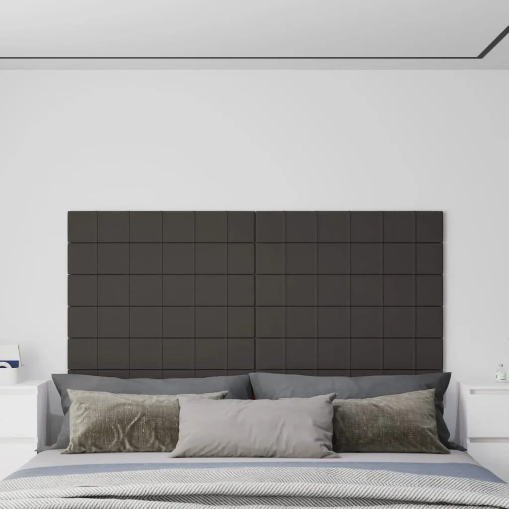 vidaXL Painel de parede 12 pcs 90x15cm tecido 1,62 m² cor cinza-escuro