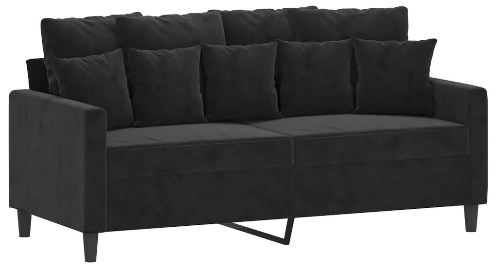 3 pcs conjunto de sofás com almofadões veludo preto