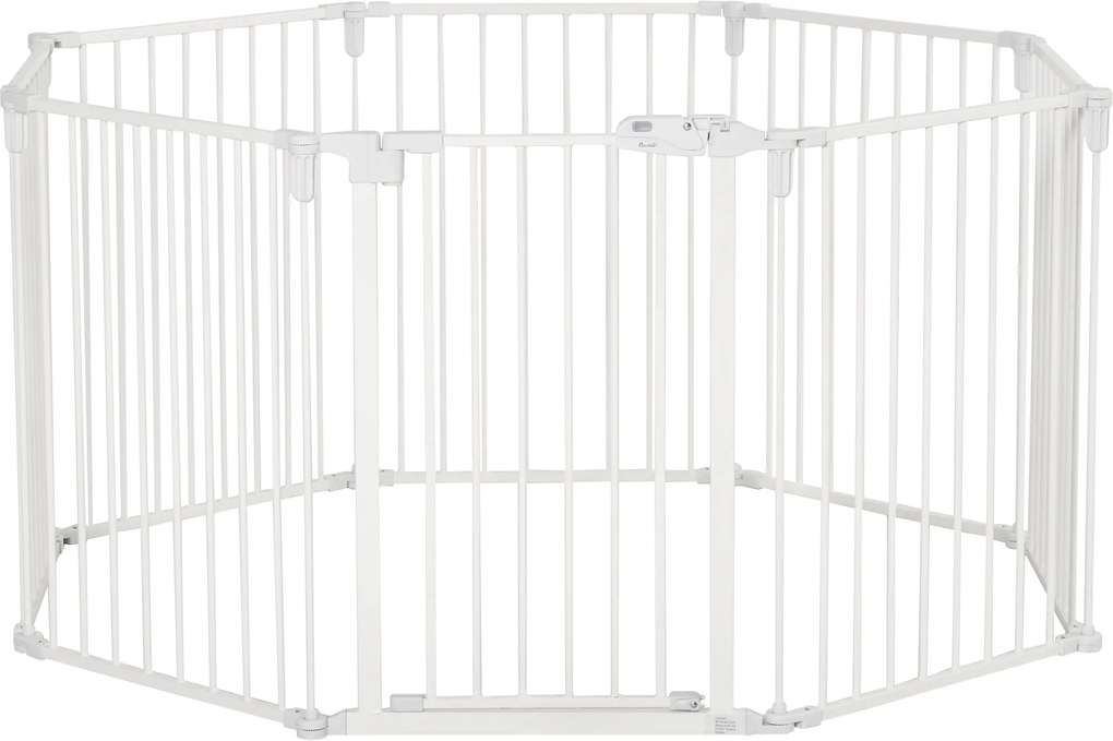 PawHut Parque para filhotes 8 peças, dobrável 60 x 76 cm parque para filhotes com porta, grade para cães para cães pequenos e médios, recinto para porta, lareira, escada, Branco | Aosom Portugal