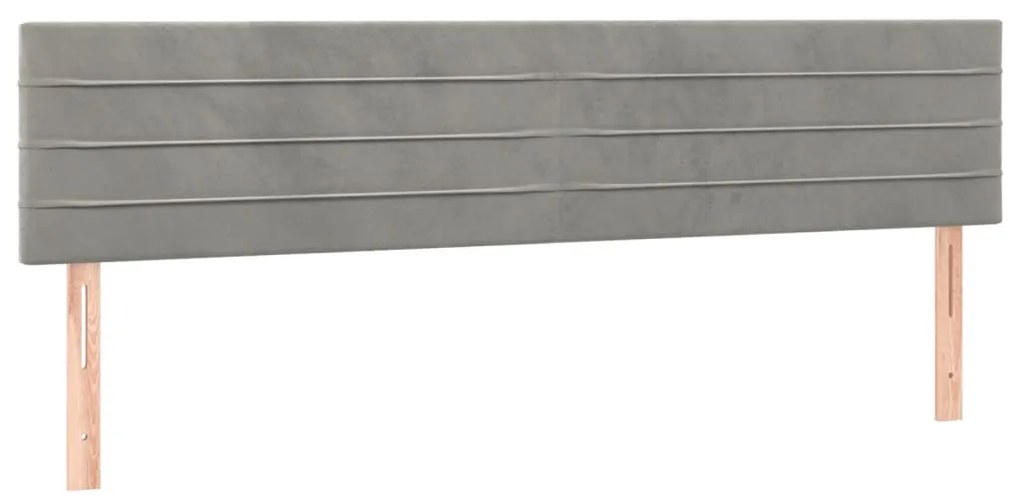 Cabeceira de cama c/luzes LED veludo 200x5x78/88 cm cinza-claro