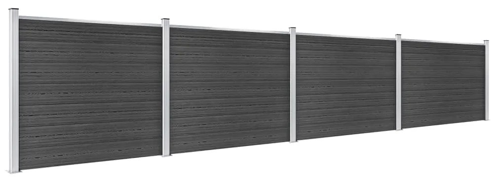 Conjunto painel de cerca 699x146 cm WPC cinzento